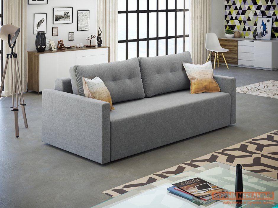 Диван рогожка серая