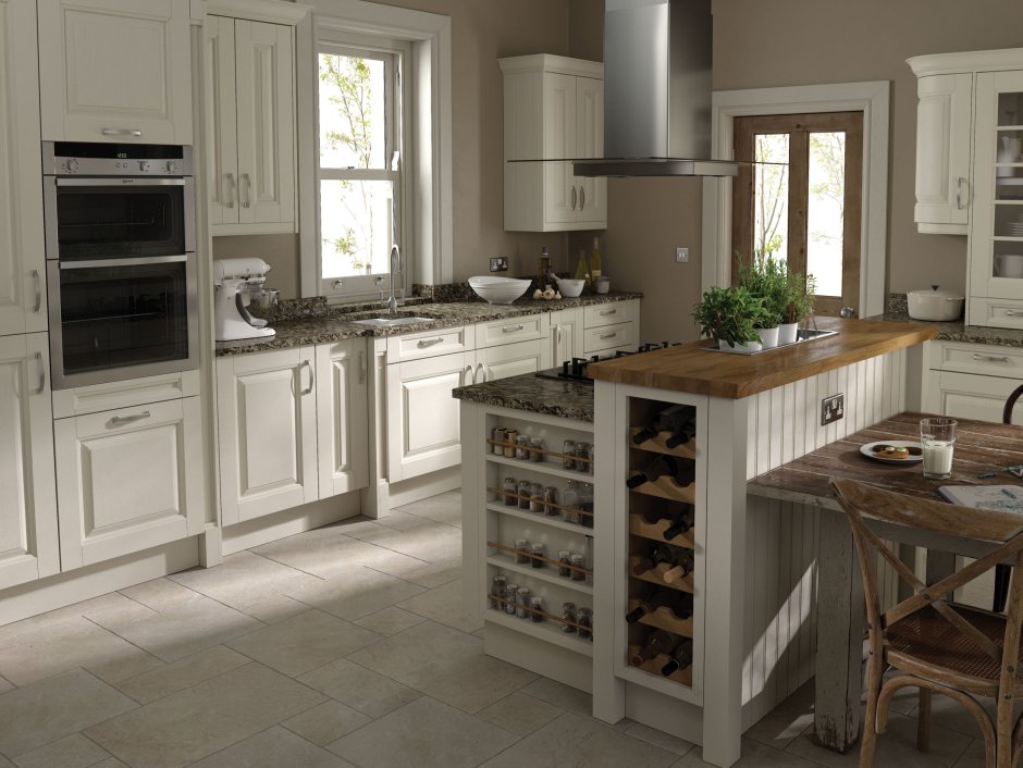 Белая состаренная кухня