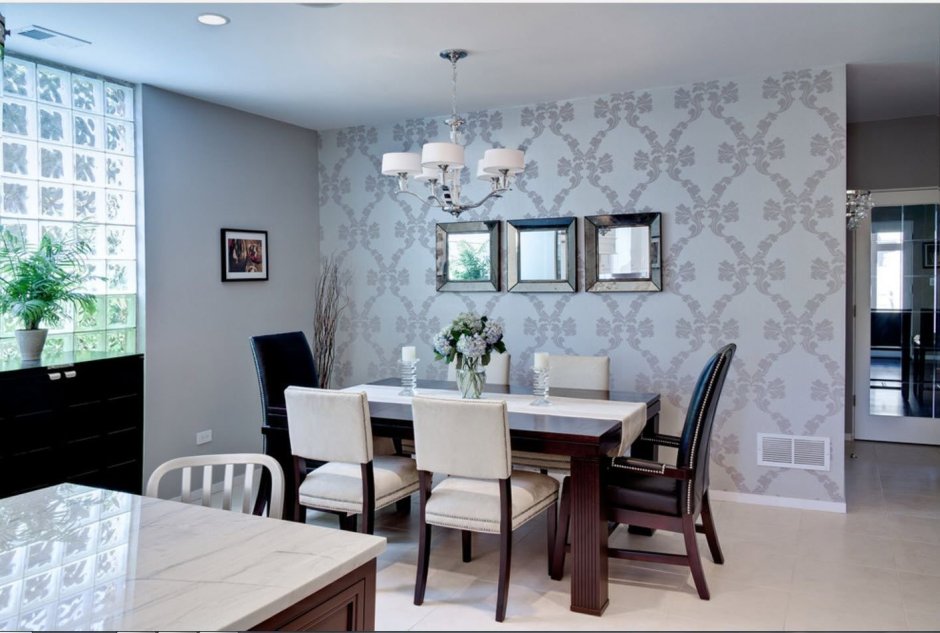 Обои компаньоны в интерьере кухни