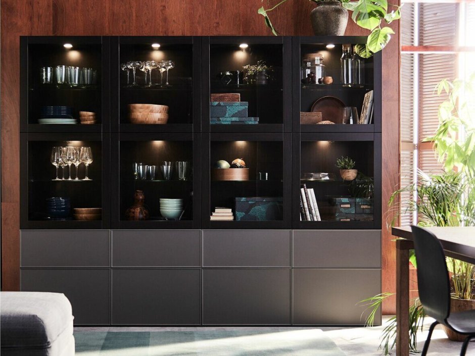 Шкаф навесной икеа Besta со стеклом