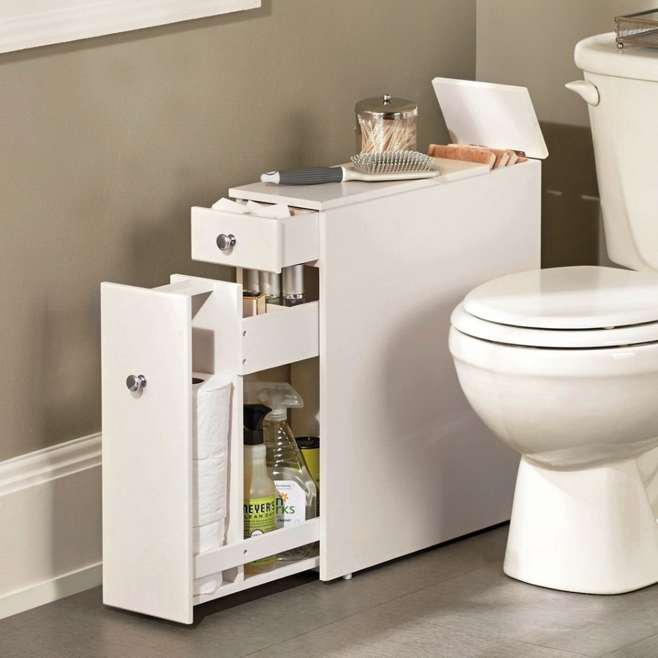 Узкая тумба в ванную комнату