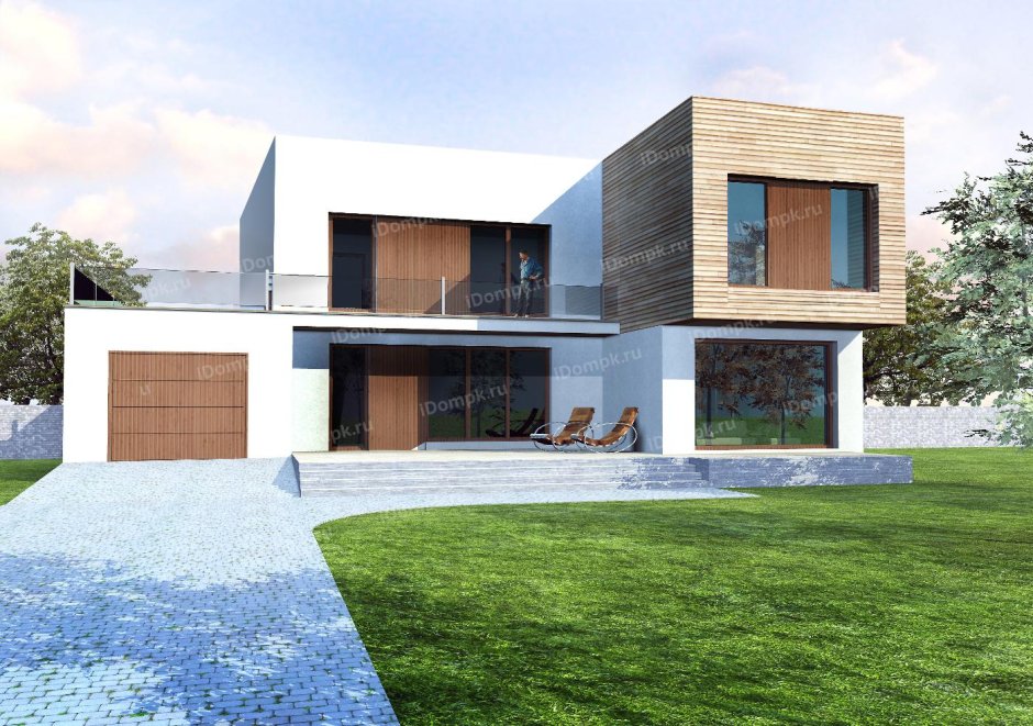 Дом с плоской крышей двухэтажный