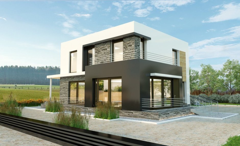 Дом с плоской крышей монолит 170 м