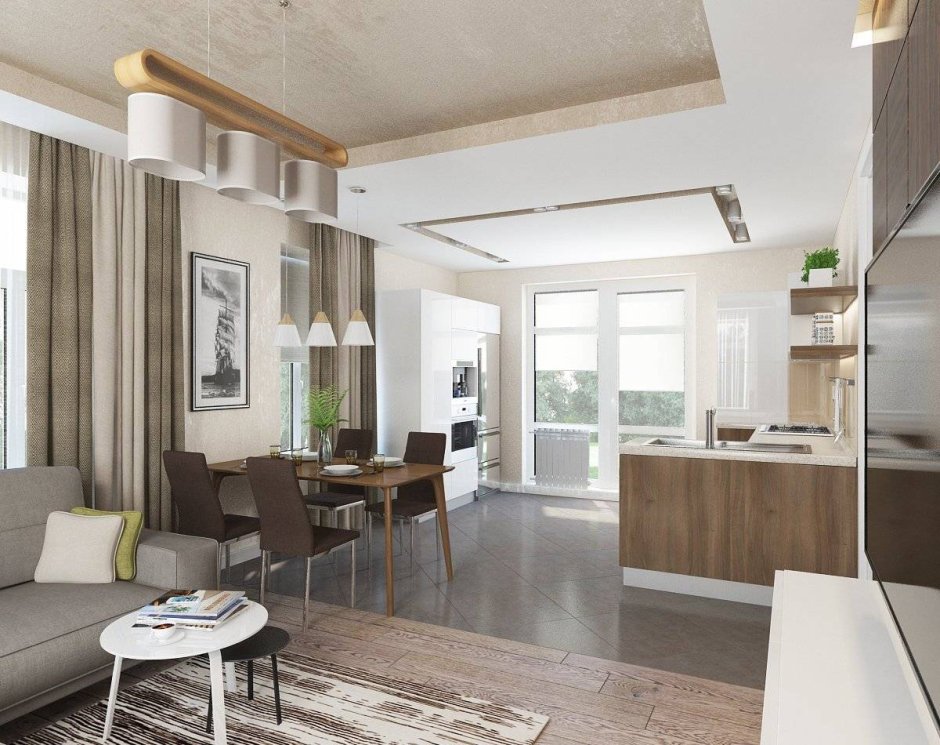 Кухня-гостиная 40 м2 в стиле Прованс