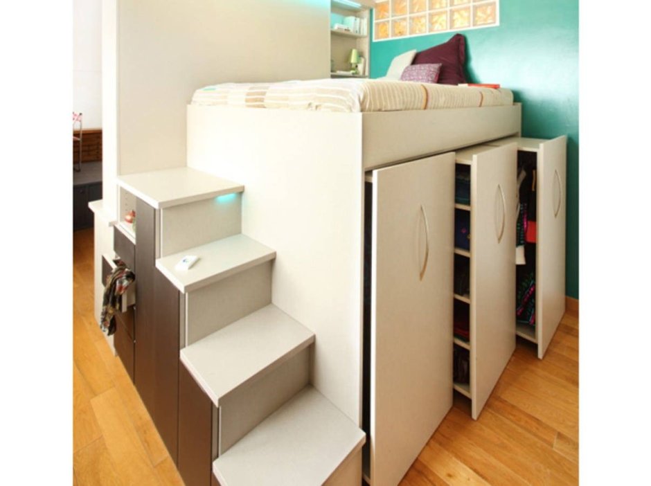 Кровать со шкафом внизу
