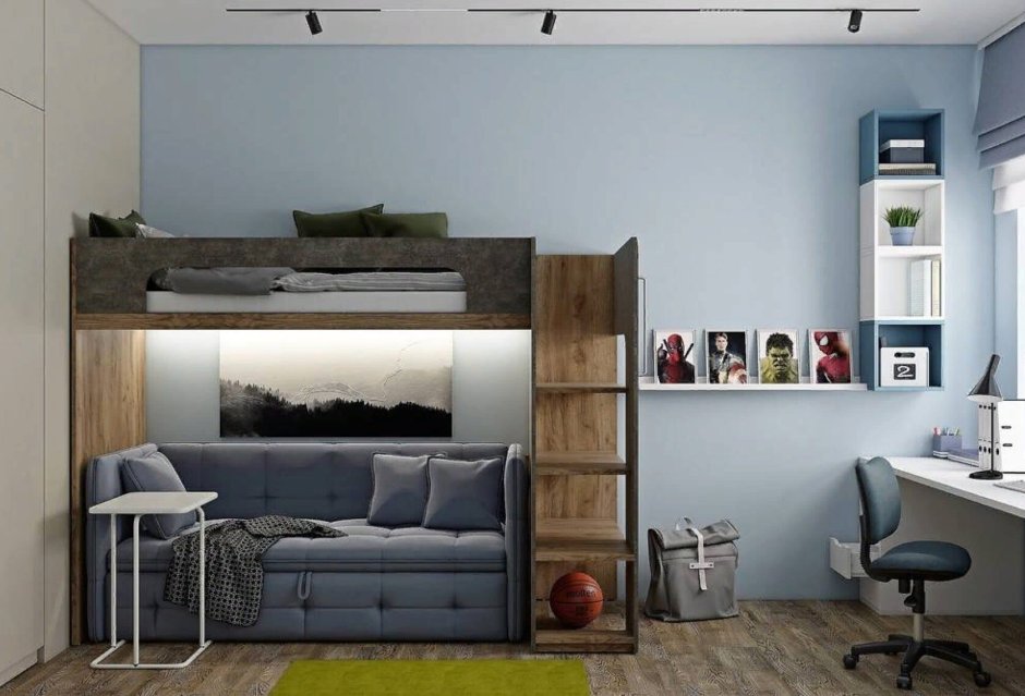 Кровать-чердак двуспальная взрослая 140х200