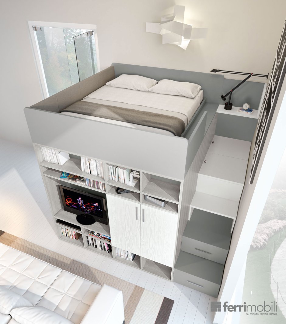 Гардеробная под кроватью