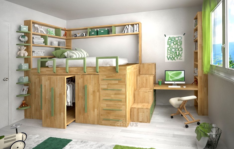 Верх кровать низ стол