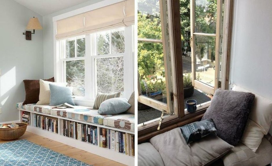 Широкий подоконник в интерьере