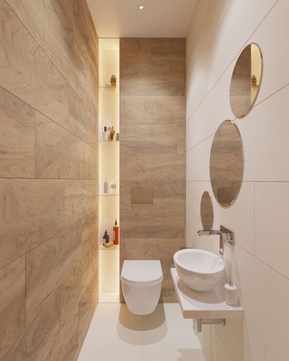 Стена под дерево в ванной