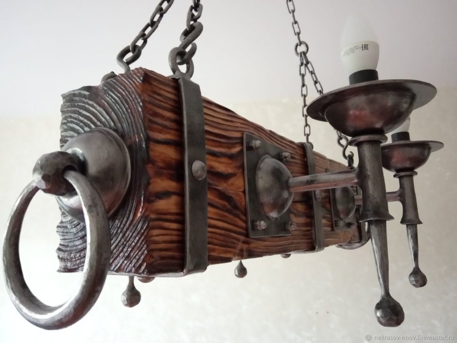 Люстры из дерева и металла