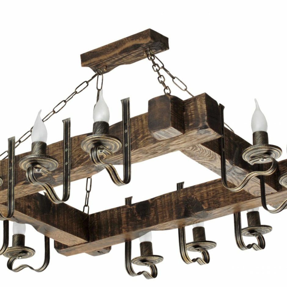 Люстра из состаренного дерева