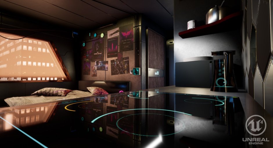 Компеки Плаза Cyberpunk интерьер