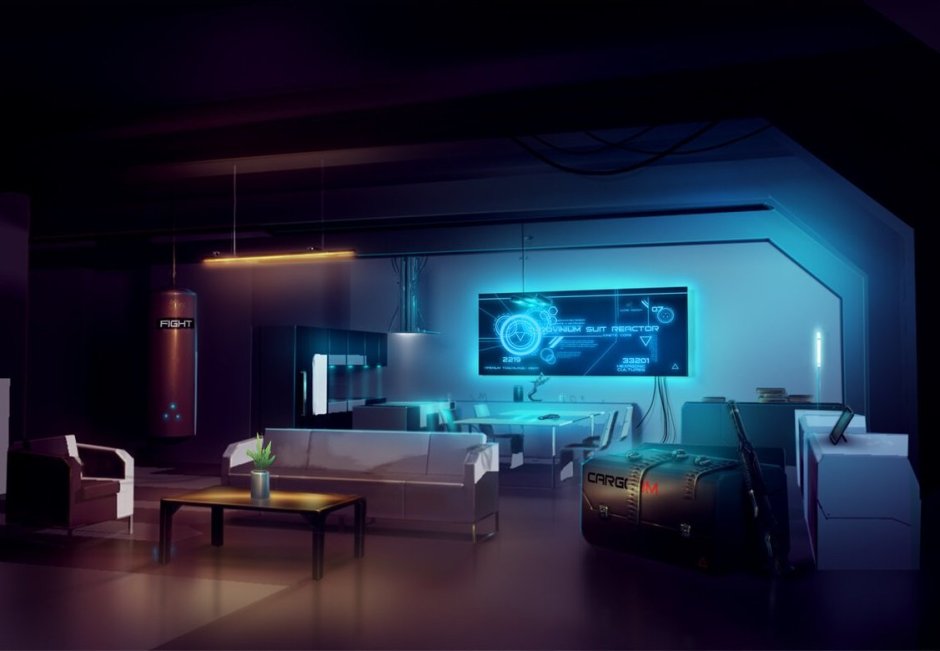 Комната в стиле киберпанк