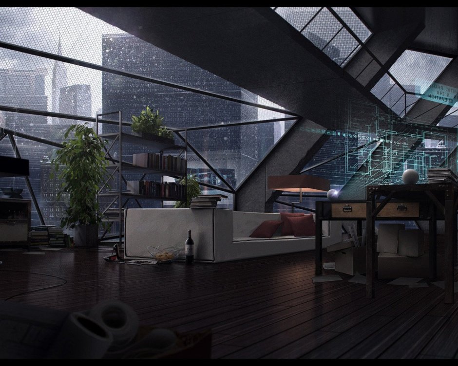 Офис в стиле киберпанк