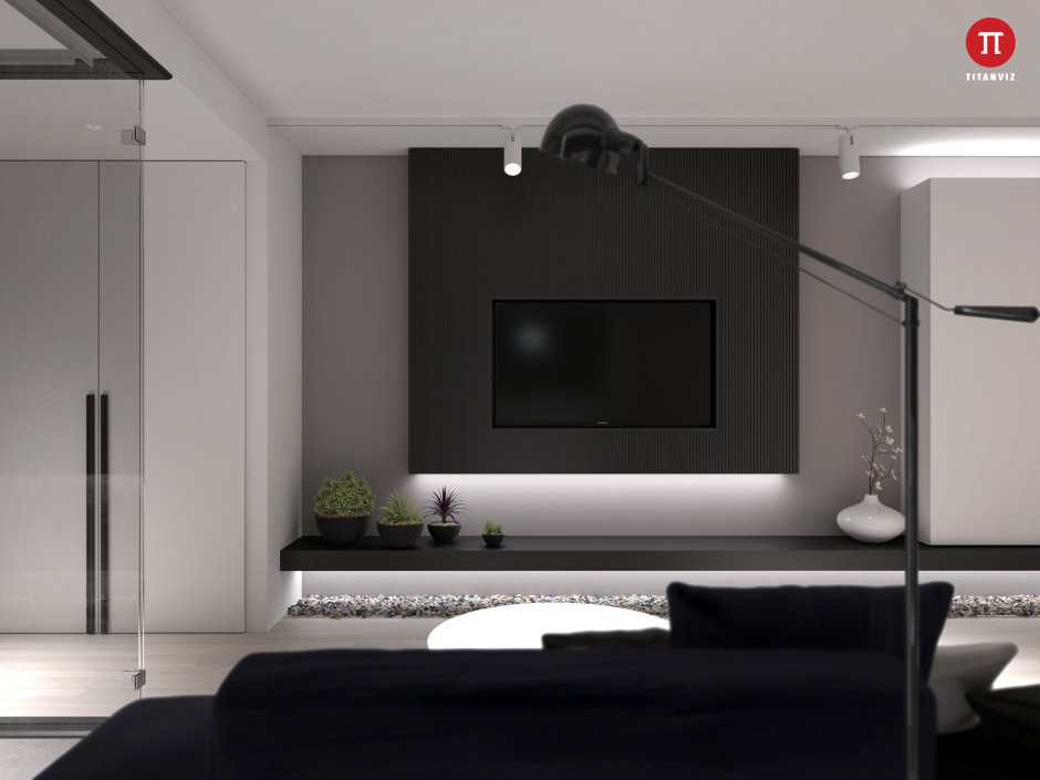 Черная стена под телевизор