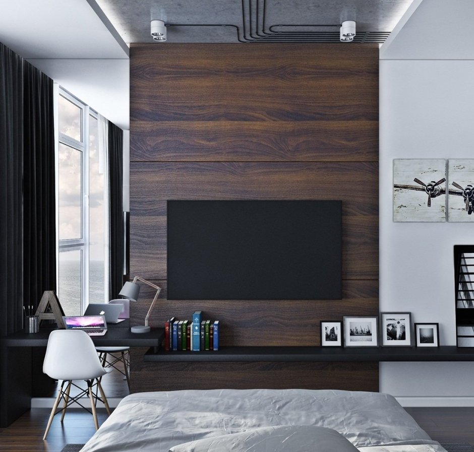 Деревянная панель на стену под телевизор