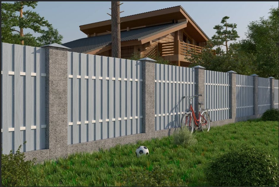 Серый забор из дерева