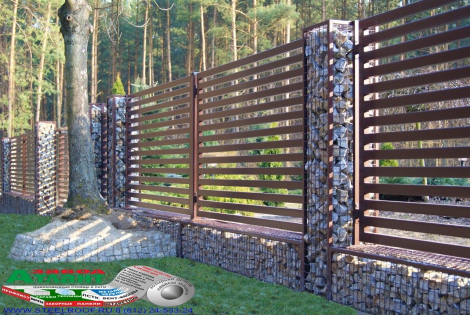 Забор мет штакет габион