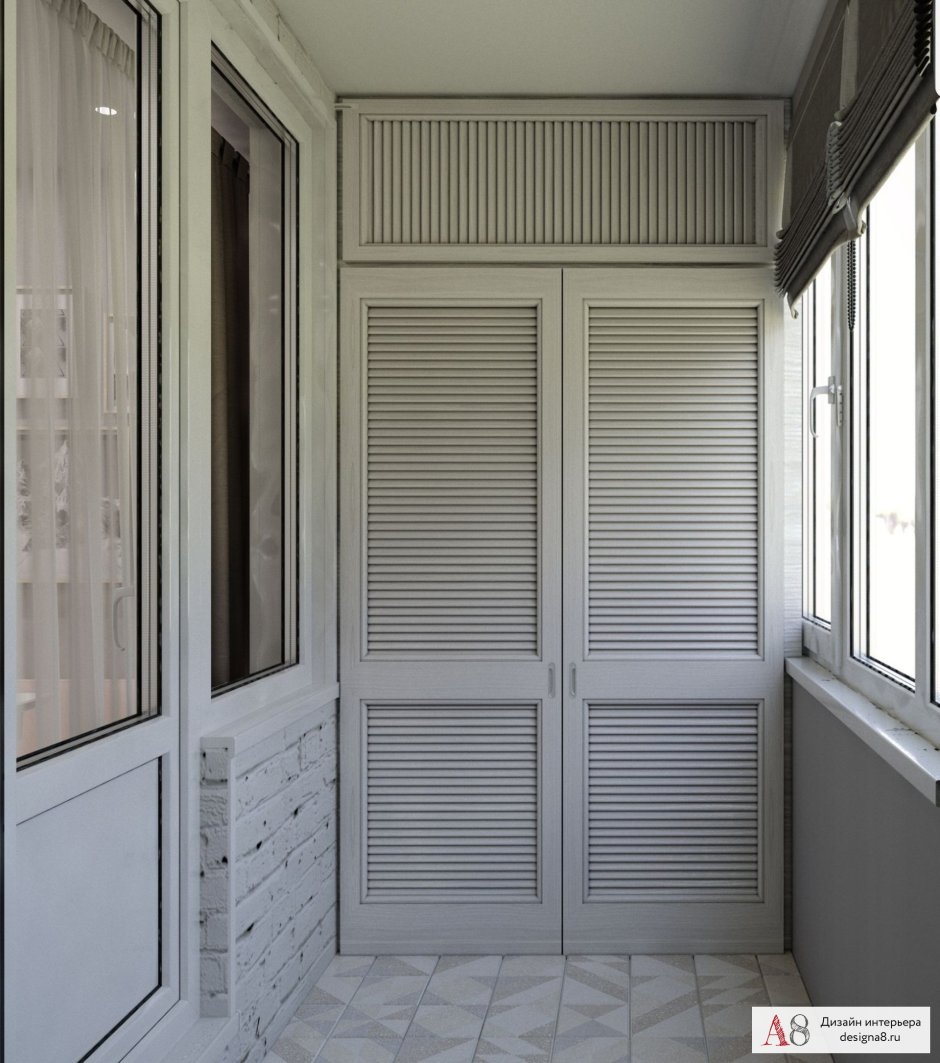 Шкаф на лоджию с жалюзийными дверцами