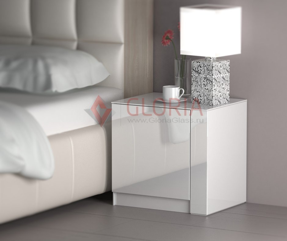 Тумба прикроватная белая глянцевая 45 см