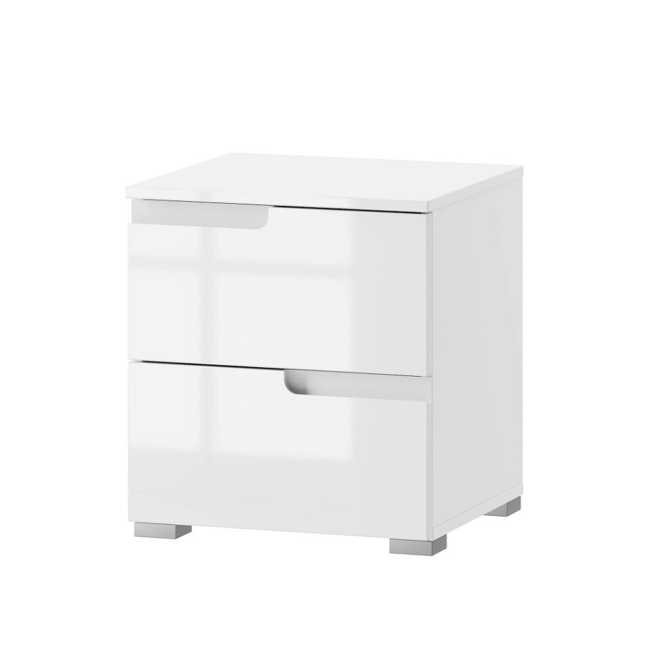 Тумба прикроватная с 3 ящиками «Глосс» (белый глянец/стекло)