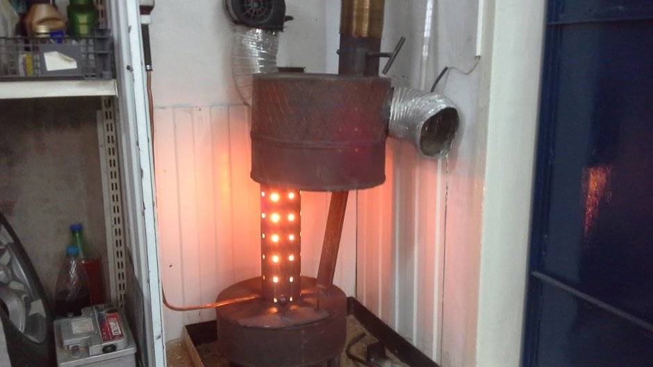 Печь буржуйка капельница на отработке