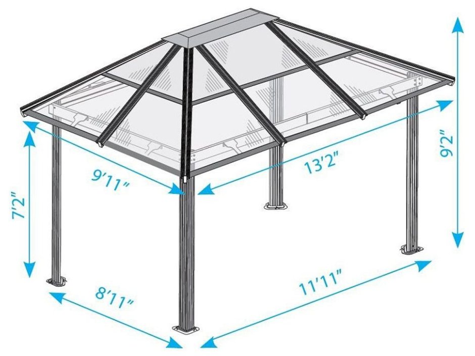 Навес 3х3 односкатный