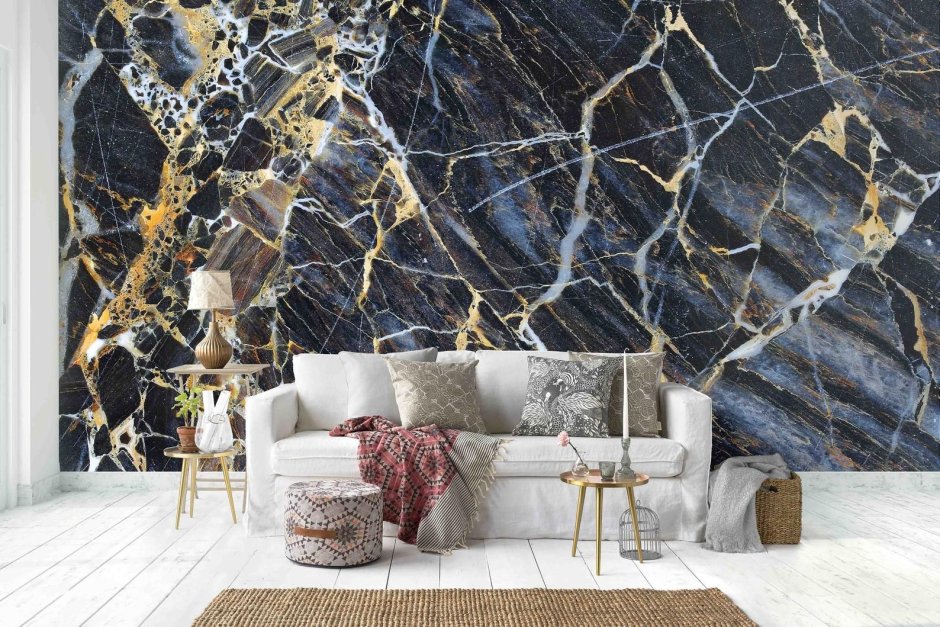 Фотообои под мрамор в интерьере