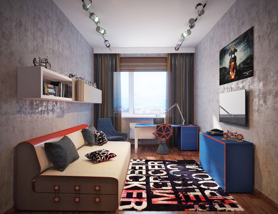 Комната подростка 12 кв.м в стиле лофт