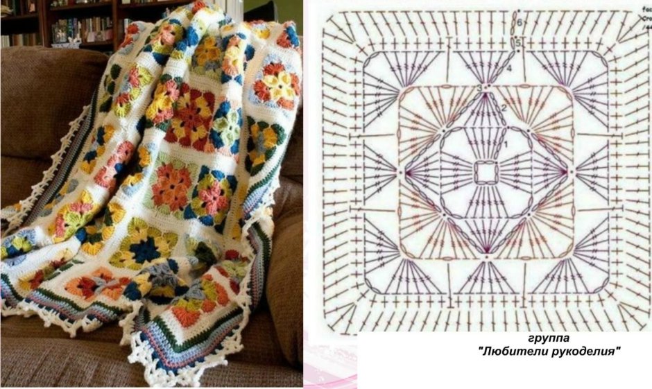 Плед Бабушкин квадрат крючком