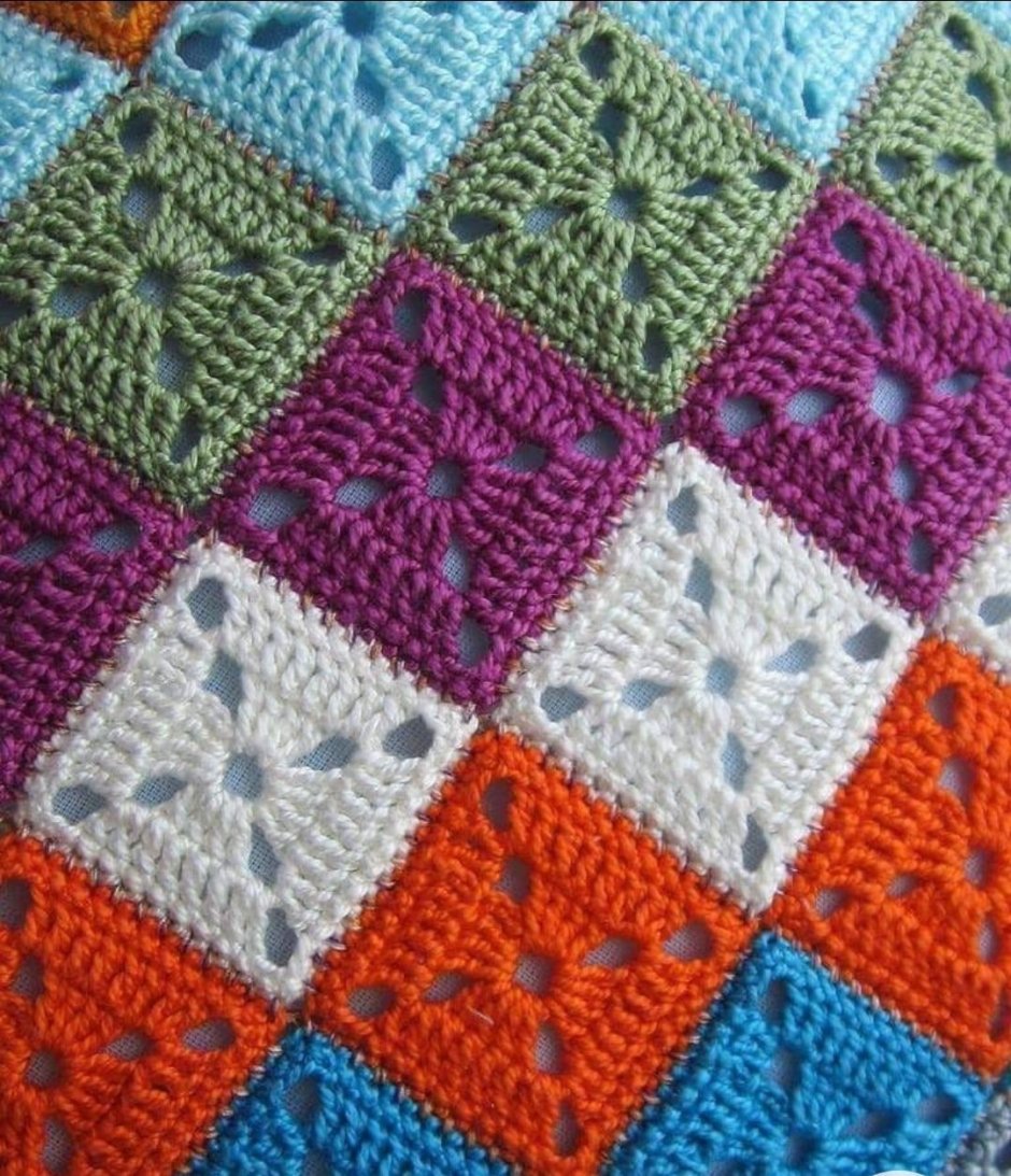 Плед квадратами крючком