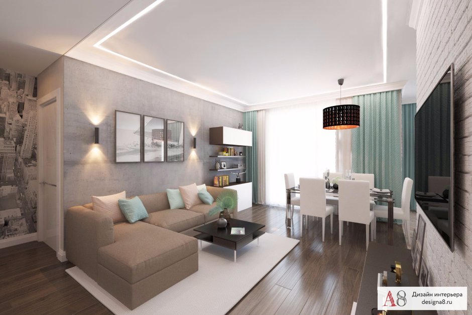 Кухня-гостиная 70 кв м