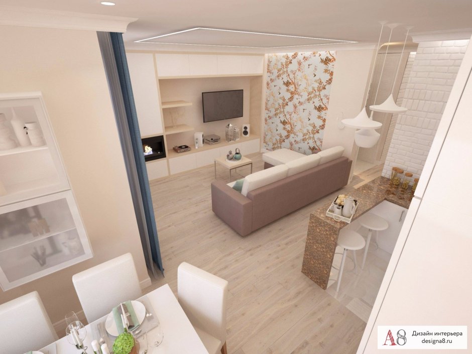 Интерьер квартиры студии 58 кв м