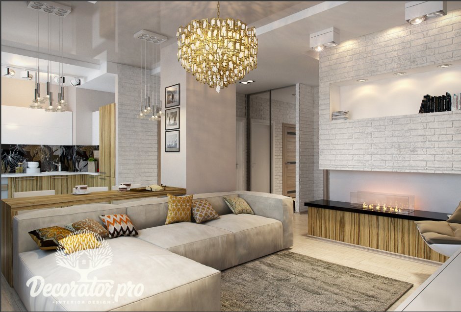 Дизайн квартиры 58 кв.м двухкомнатной