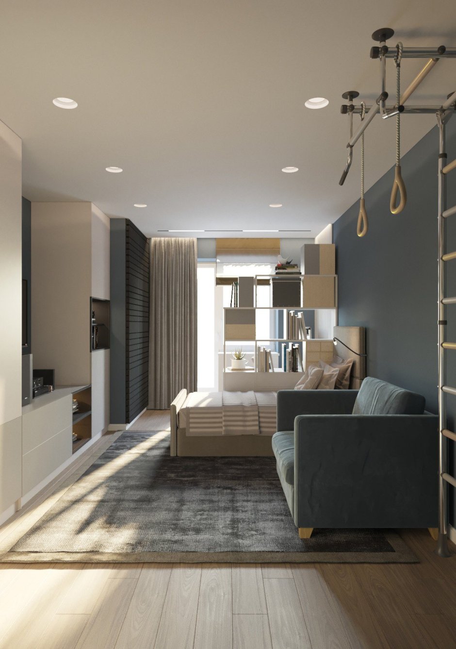 Кухня студия в трехкомнатной квартире