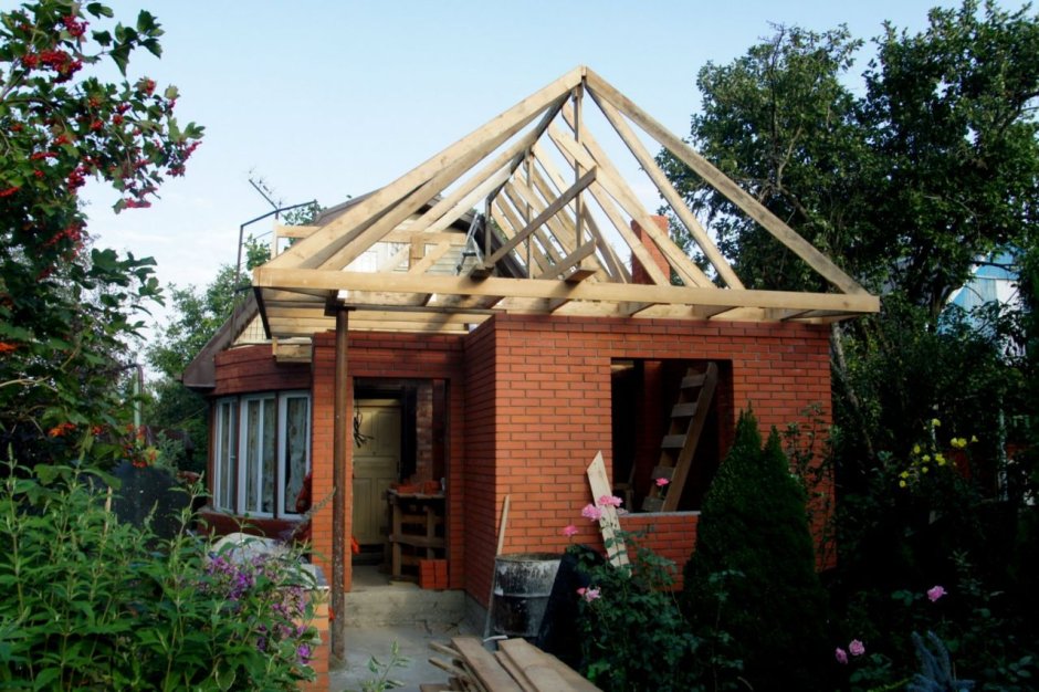 Односкатная каркасная веранда