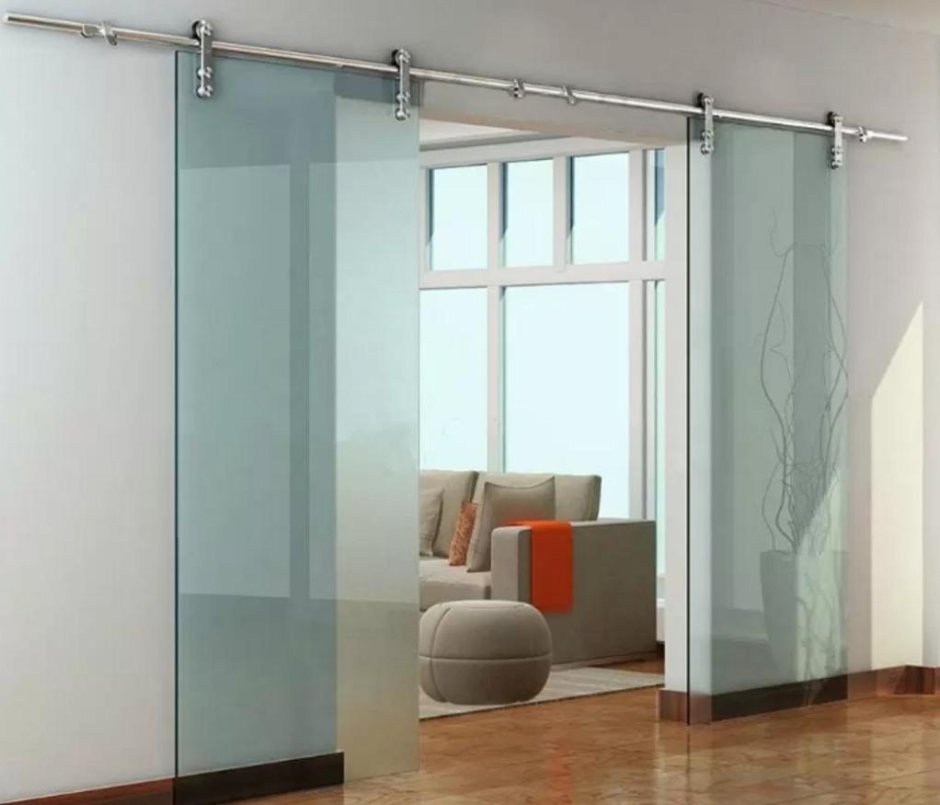 Откатные стеклянные двери