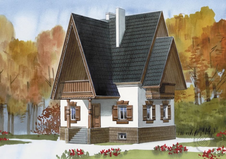 Дом с высокой крышей