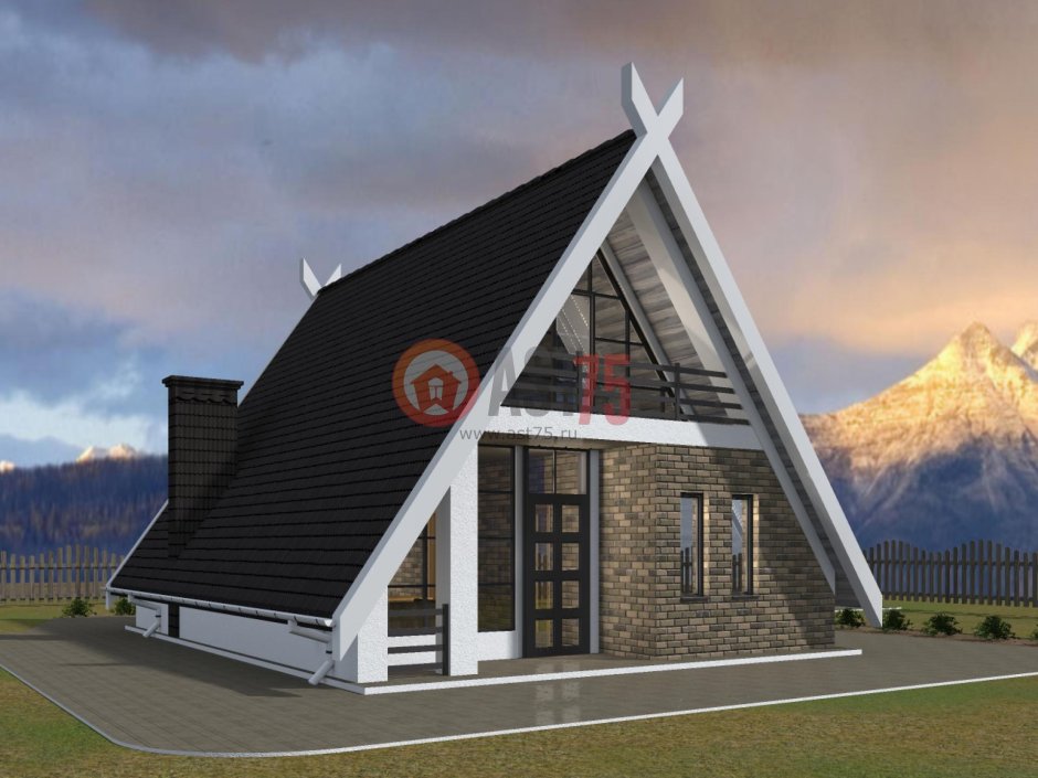 Необычный дом с мансардой