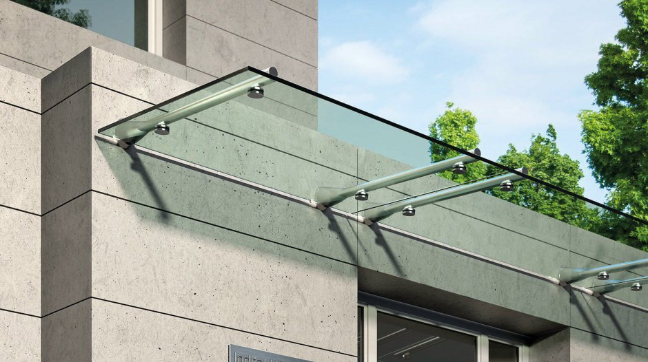 Стеклянный козырек профиль т 107