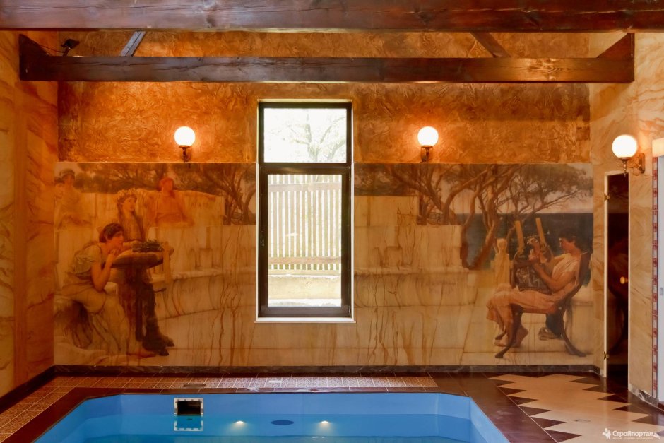 Отделка бассейна гибким камнем