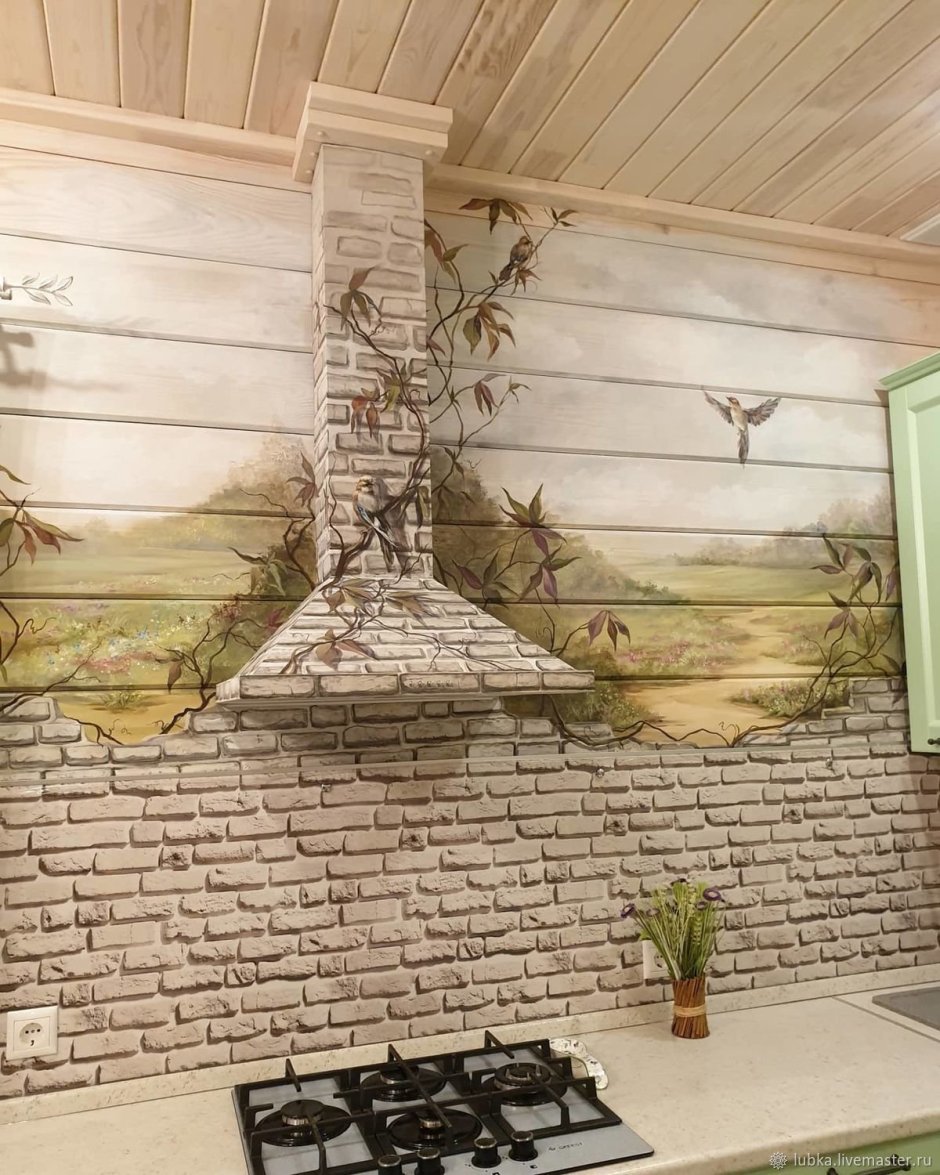 Декор стены из вагонки