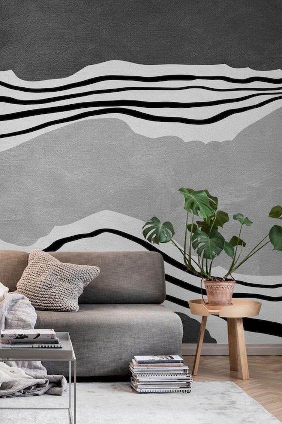 Декор стен полосы на стене