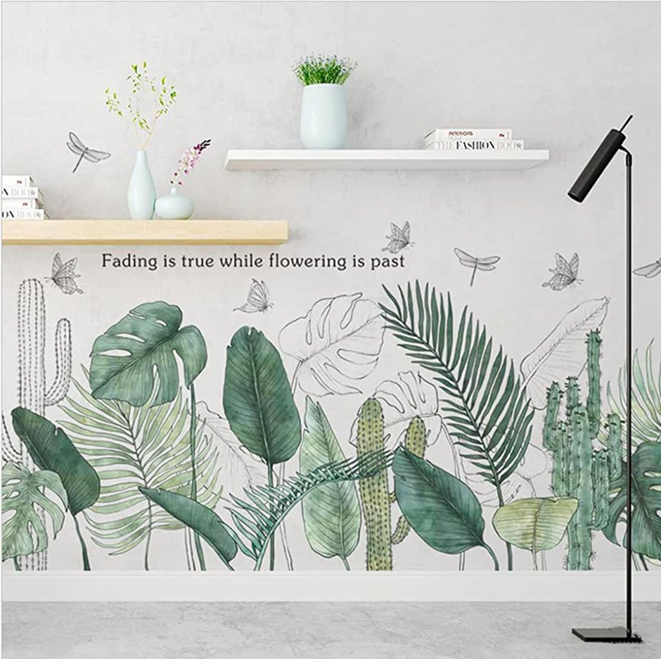 Наклейки на стену тропические листья