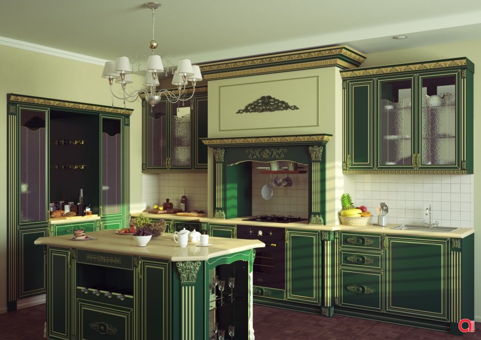 Кухни малахит массив