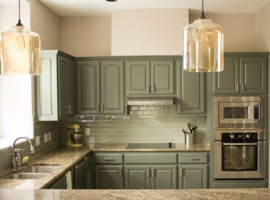 Фартук для кухни оливкового цвета