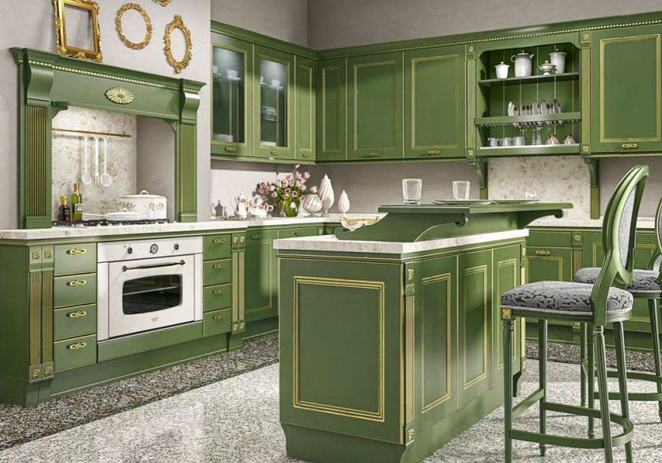 Кухня Анжелика олива патина