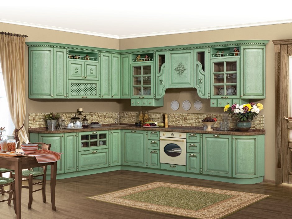 Кухни трио Слобода слоновая кость