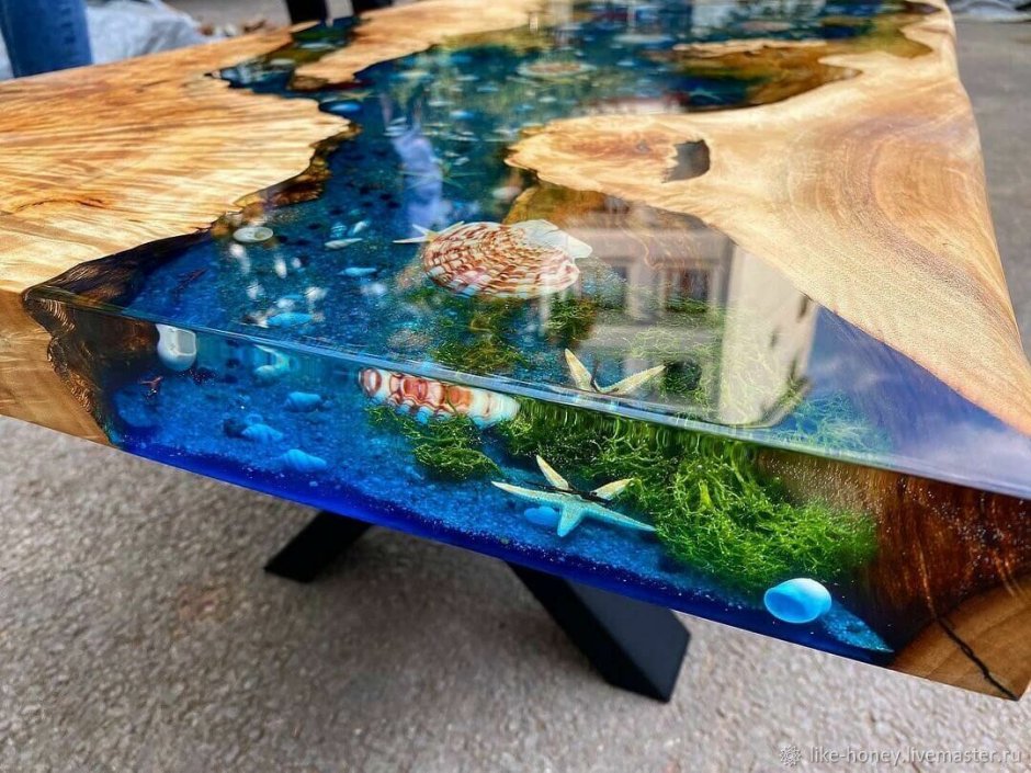 Стол океан из эпоксидной смолы